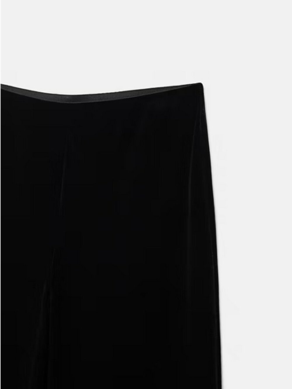MANGO Women's Black Velvet Wide Leg Pants - Elastic Waist - Size Large - NEW - Picture 3 of 5